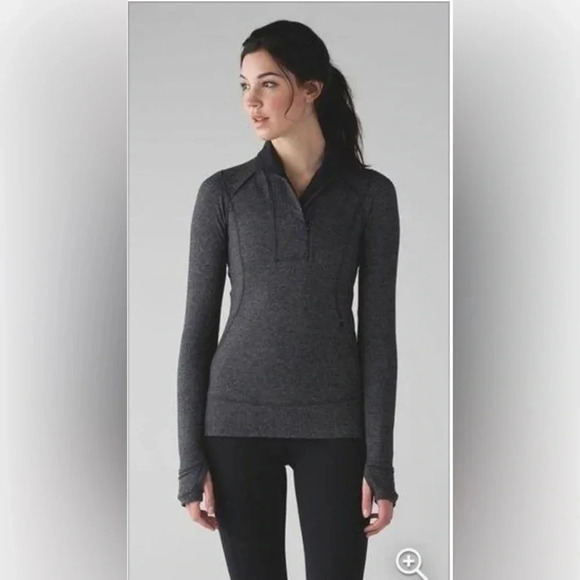 Lululemon Think Fast Pullover Heathered Herringbone Black Size 6 - Picture 1 of 5